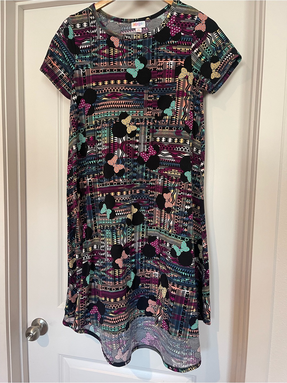 LuLaRoe Disney Minnie Mouse 'Carly' Dress with Aztec Print Women's XS - Picture 1 of 10
